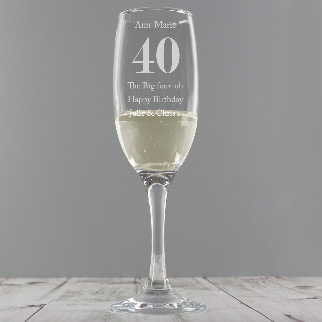 Personalised Birthday Big Age Flute - Champagne Flute - Inspired Creative Gifts