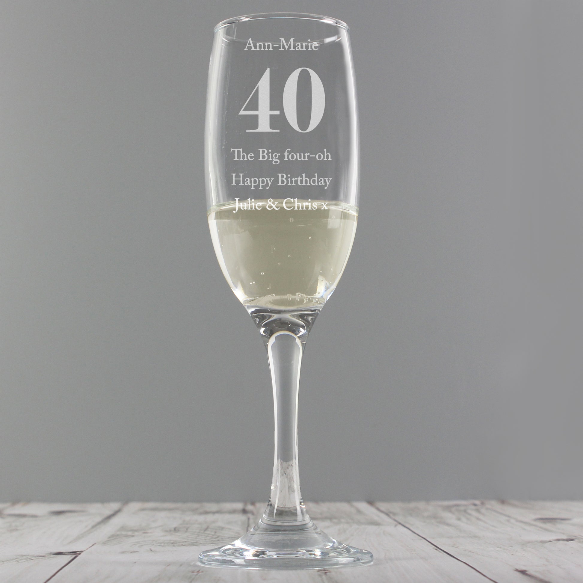 Personalised Birthday Big Age Flute - Champagne Flute - Inspired Creative Gifts