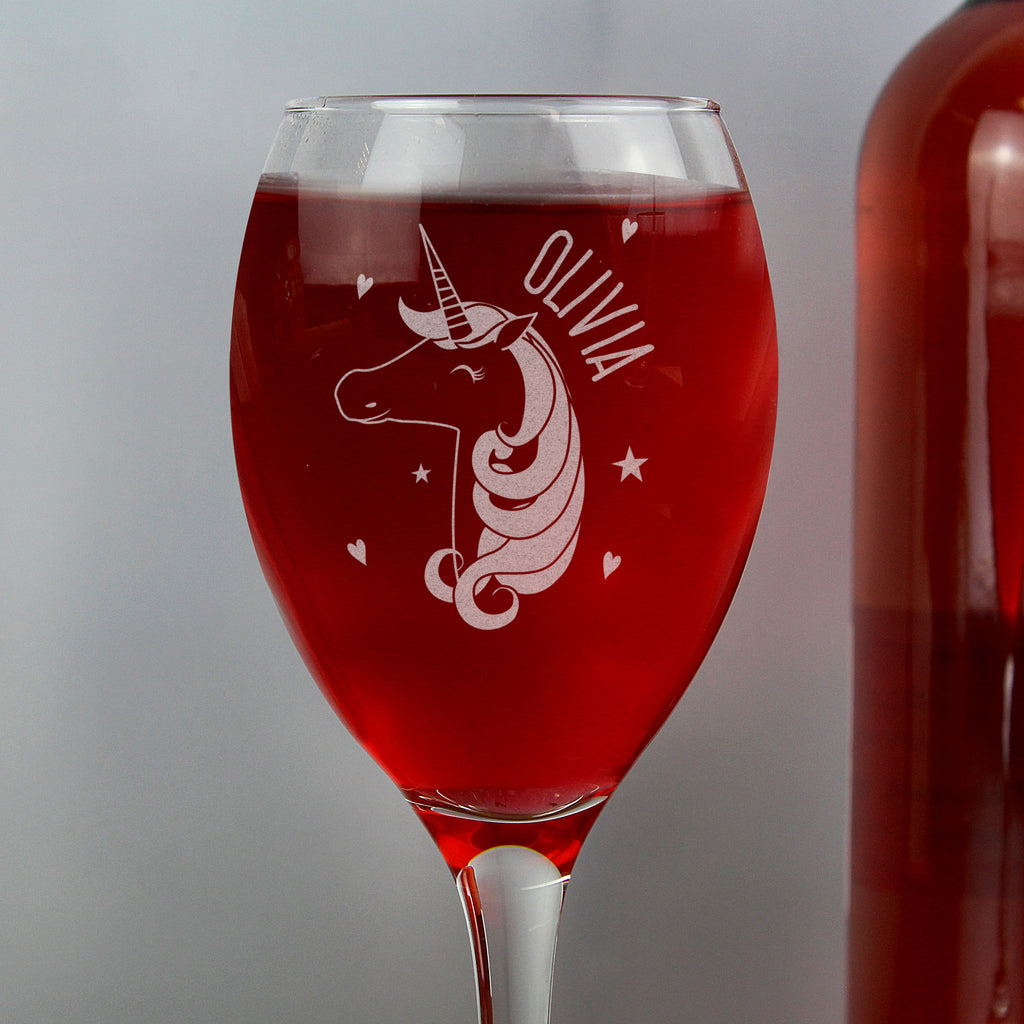 Personalised Unicorn Engraved Wine Glass - Wine Glass - Inspired Creative Gifts