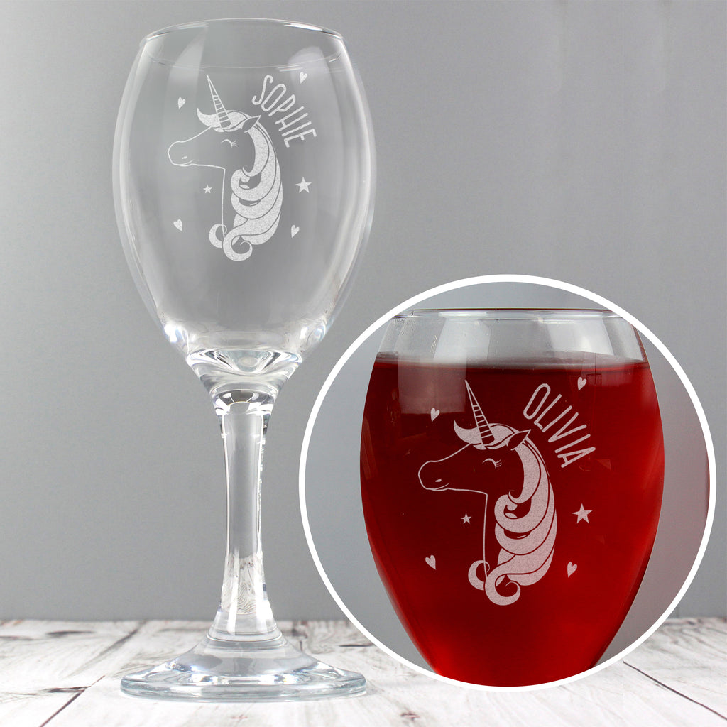 Personalised Unicorn Engraved Wine Glass - Wine Glass - Inspired Creative Gifts