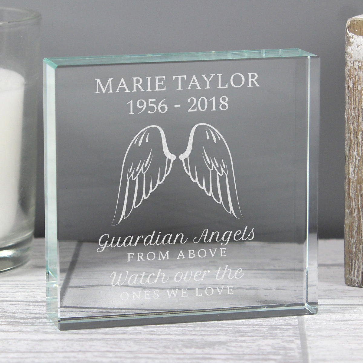 Personalised Guardian Angel Wings Crystal Token | Memorial Gift