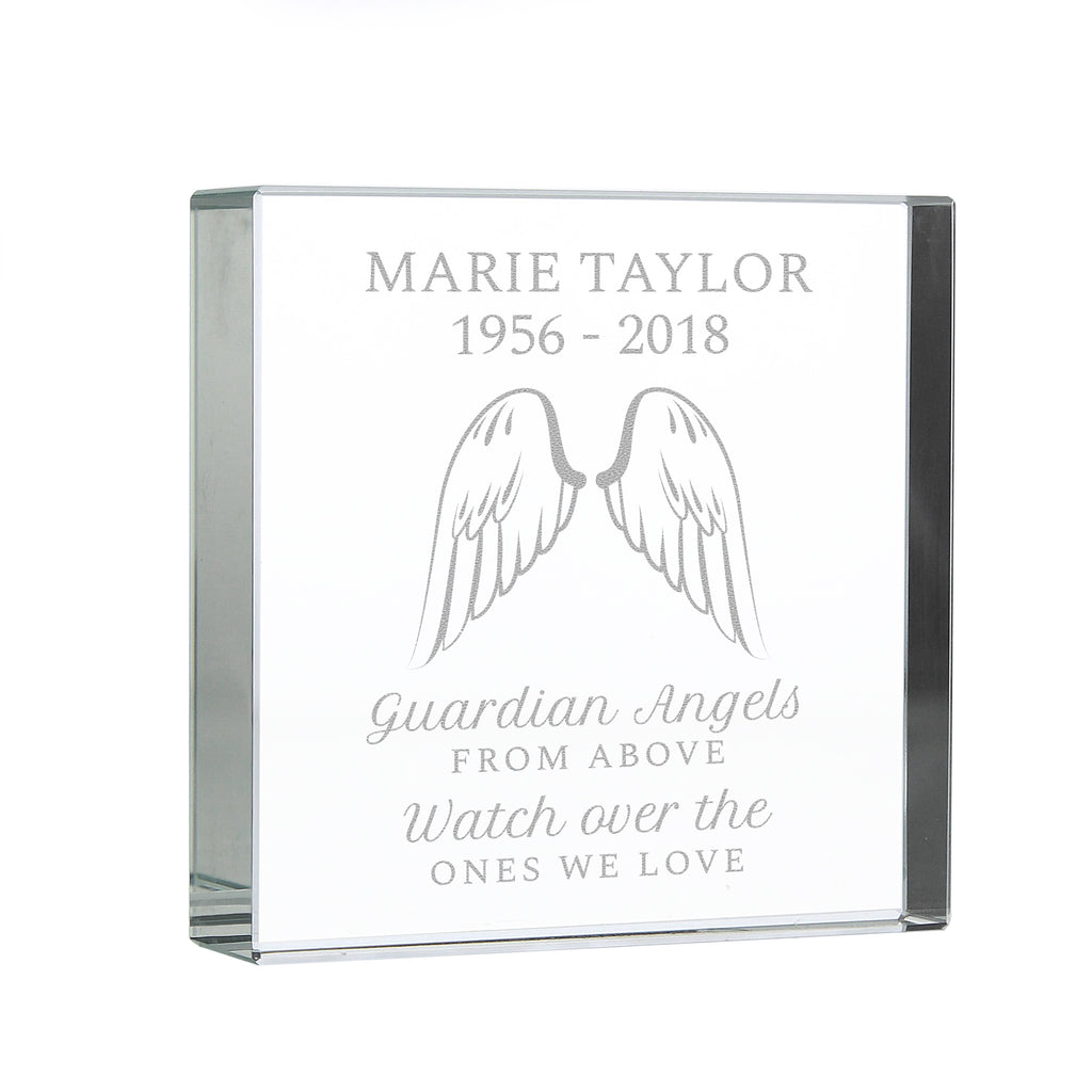 Personalised Guardian Angel Wings Crystal Token | Memorial Gift