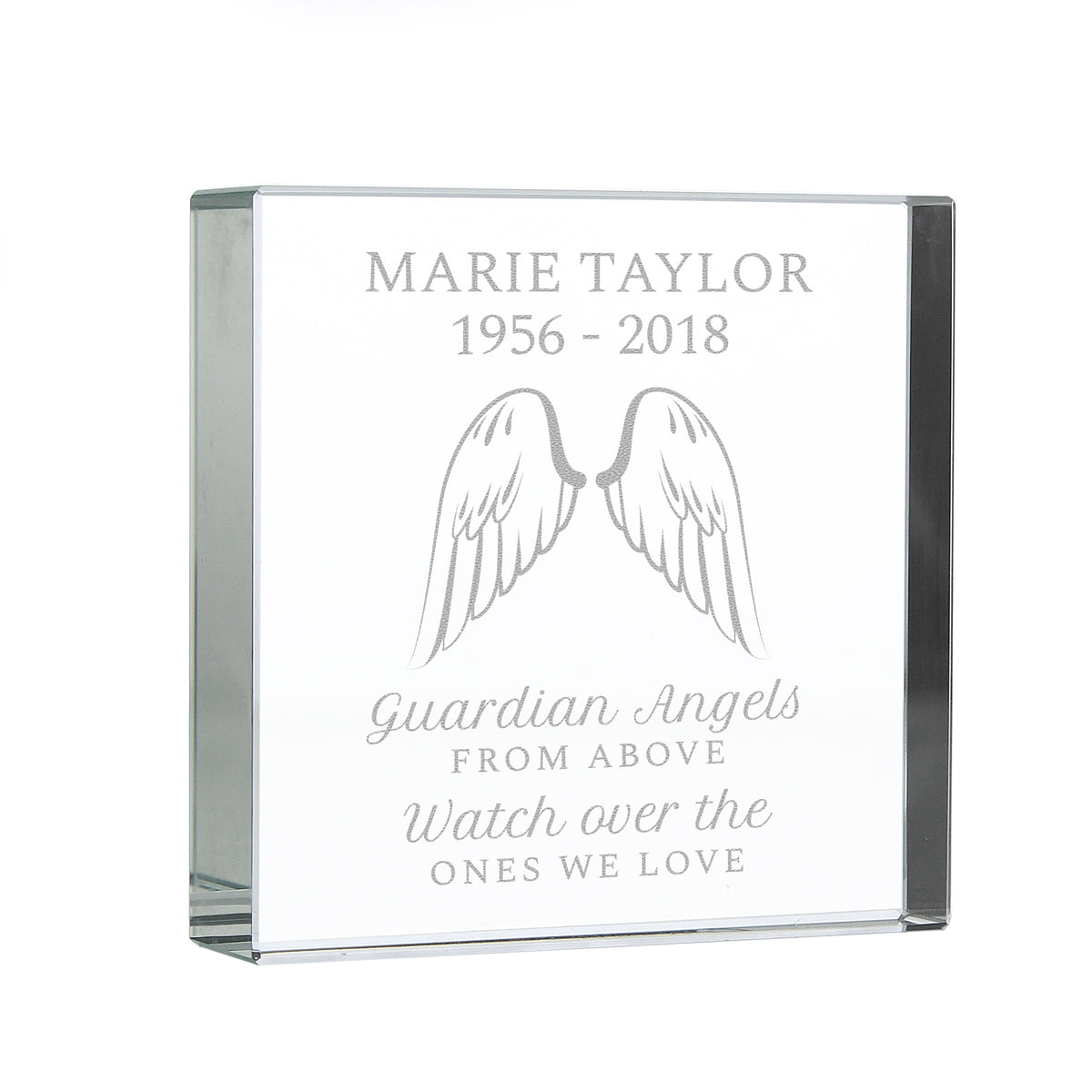 Personalised Guardian Angel Wings Crystal Token | Memorial Gift