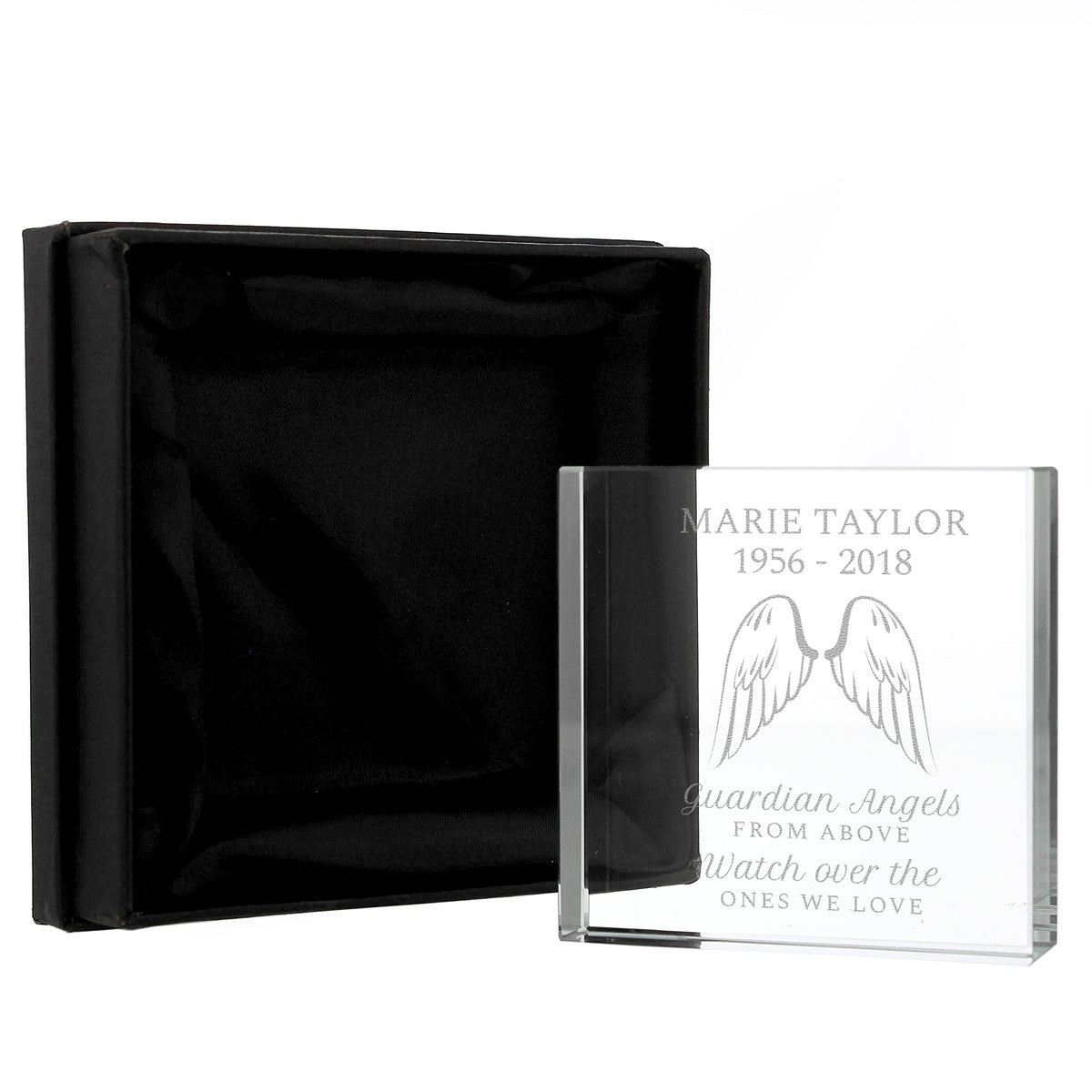 Personalised Guardian Angel Wings Crystal Token | Memorial Gift
