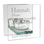Personalised Definition Mirrored Glass Tea Light Candle Holder | Candles & Reed Diffusers