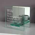 Personalised Definition Mirrored Glass Tea Light Candle Holder | Candles & Reed Diffusers