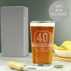 Personalised Big Age & Name Birthday Pint Glass for Birthday