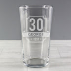 Personalised Big Age & Name Birthday Pint Glass for Birthday