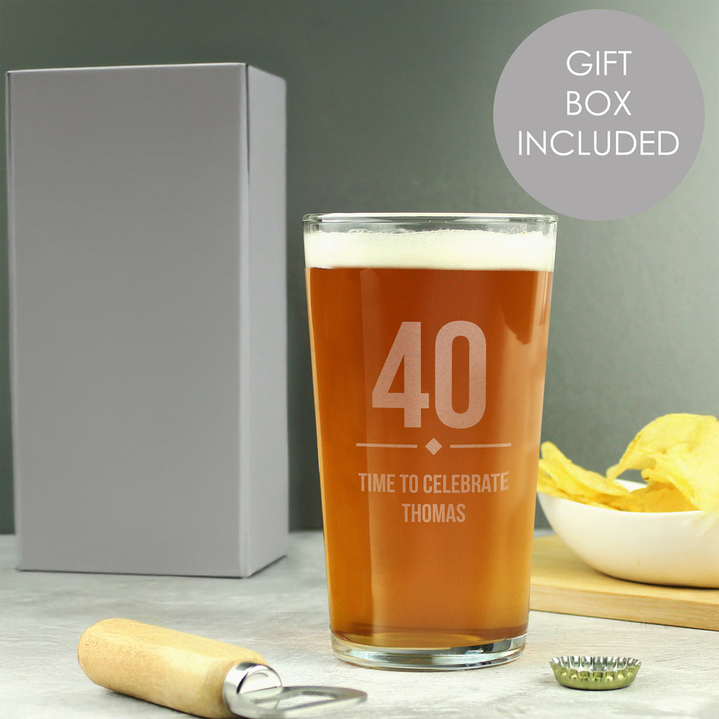 Personalised Big Age Birthday Pint Glass - Pint Glass - Inspired Creative Gifts