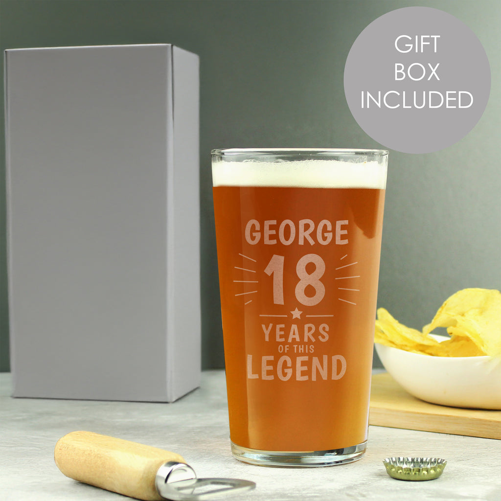 Personalised Years of This Legend Birthday Pint Glass for Birthday