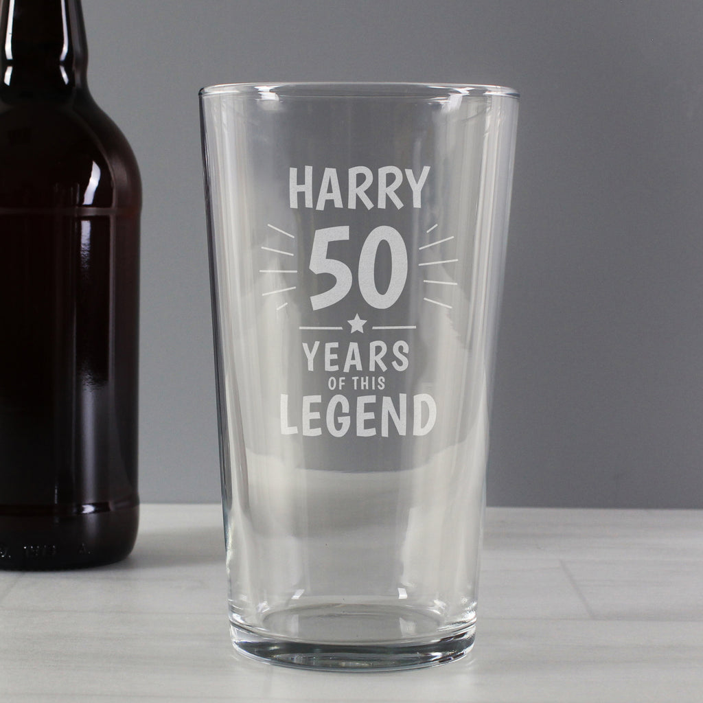 Personalised Years of This Legend Birthday Pint Glass for Birthday