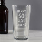 Personalised Years of This Legend Birthday Pint Glass for Birthday