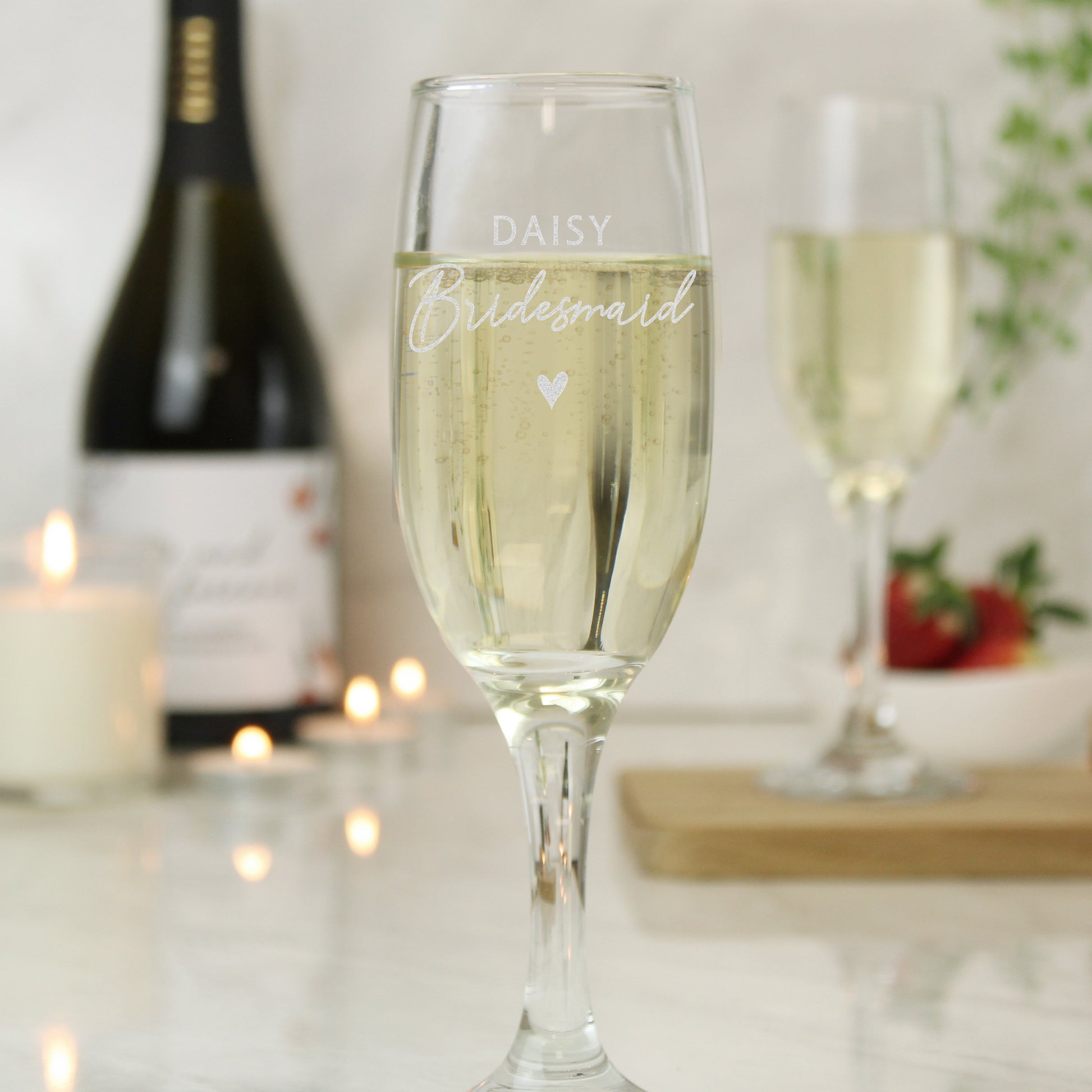 Personalised Bridesmaid Flute Glass - Champagne Flute - Inspired Creative Gifts