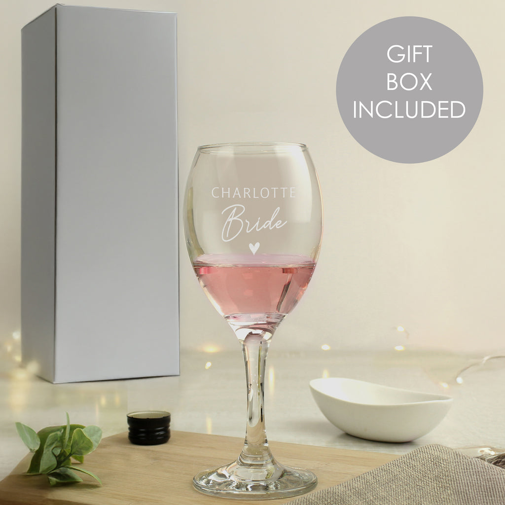 Personalised Bride Wine Glass for Wedding