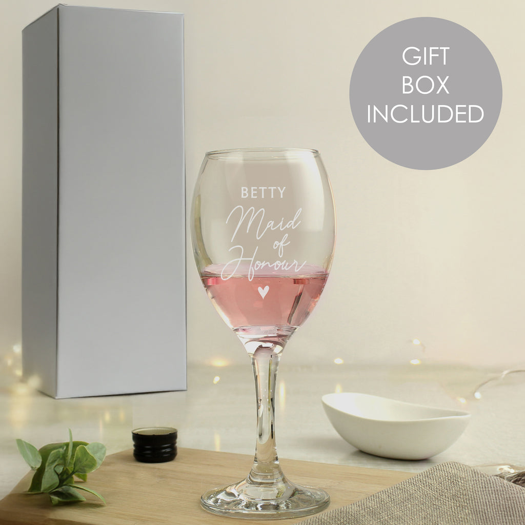 Personalised Maid of Honour Wine Glass | Wedding Gift
