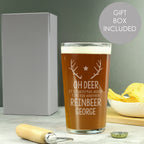 Personalised Time For A Reinbeer Pint Glass for Christmas