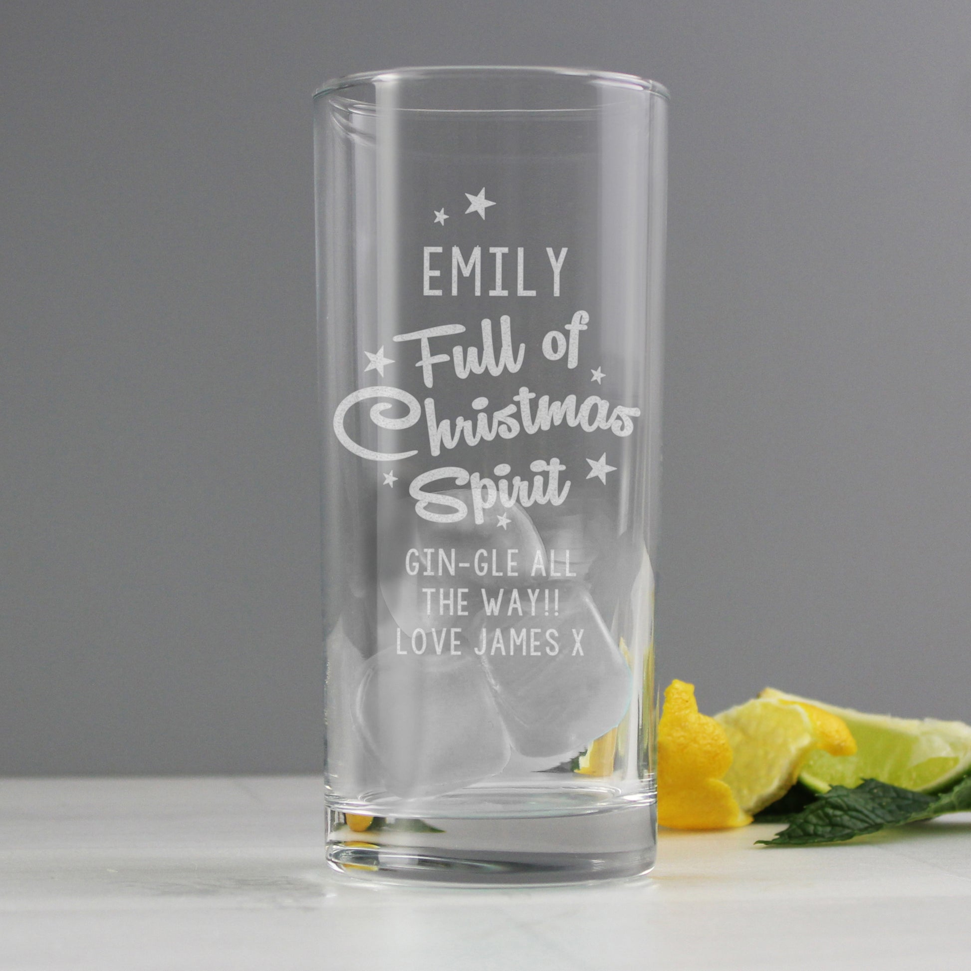 Personalised Full Of Christmas Spirit Hi Ball Glass - Hi Ball - Inspired Creative Gifts