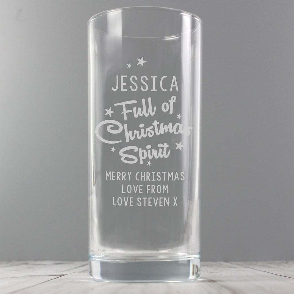 Personalised Full Of Christmas Spirit Hi Ball Glass - Hi Ball - Inspired Creative Gifts