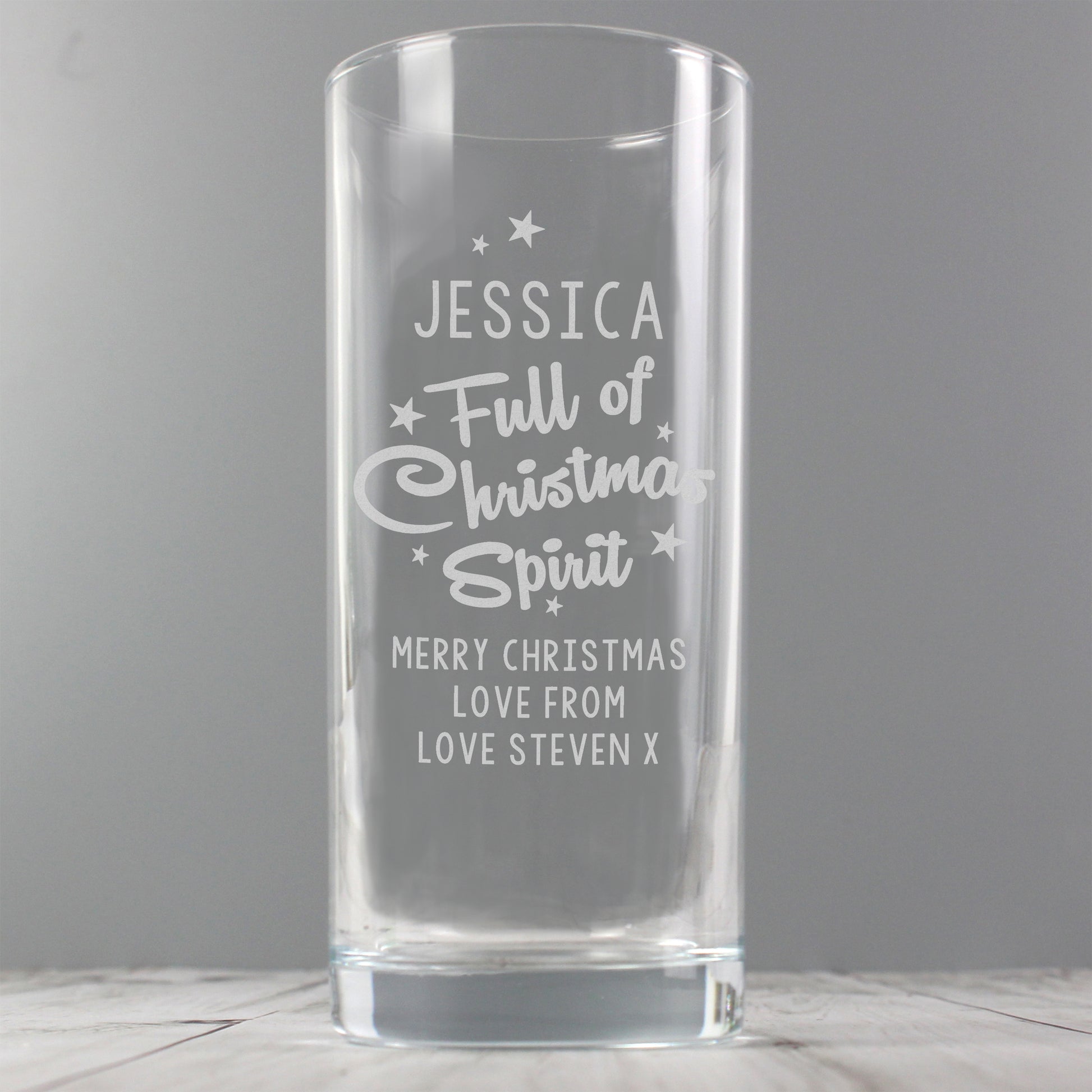 Personalised Full Of Christmas Spirit Hi Ball Glass - Hi Ball - Inspired Creative Gifts
