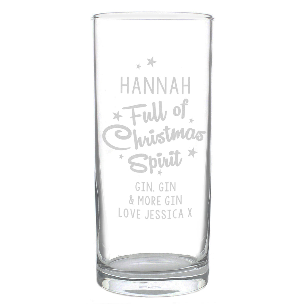 Personalised Full Of Christmas Spirit Hi Ball Glass - Hi Ball - Inspired Creative Gifts
