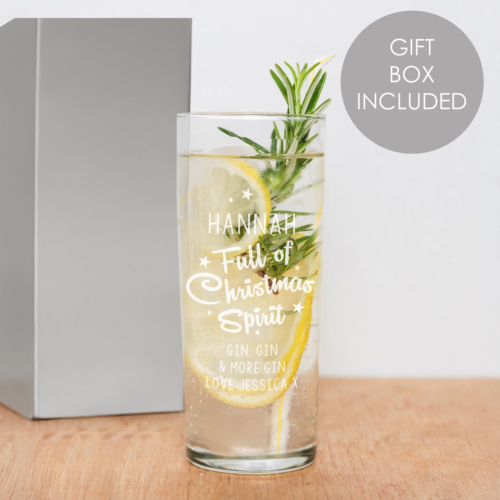 Personalised Full Of Christmas Spirit Hi Ball Glass - Hi Ball - Inspired Creative Gifts