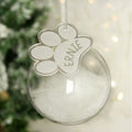 Personalised Pets White Feather Glass Bauble With Paw Print Tag |  | Inspired Creative Gifts