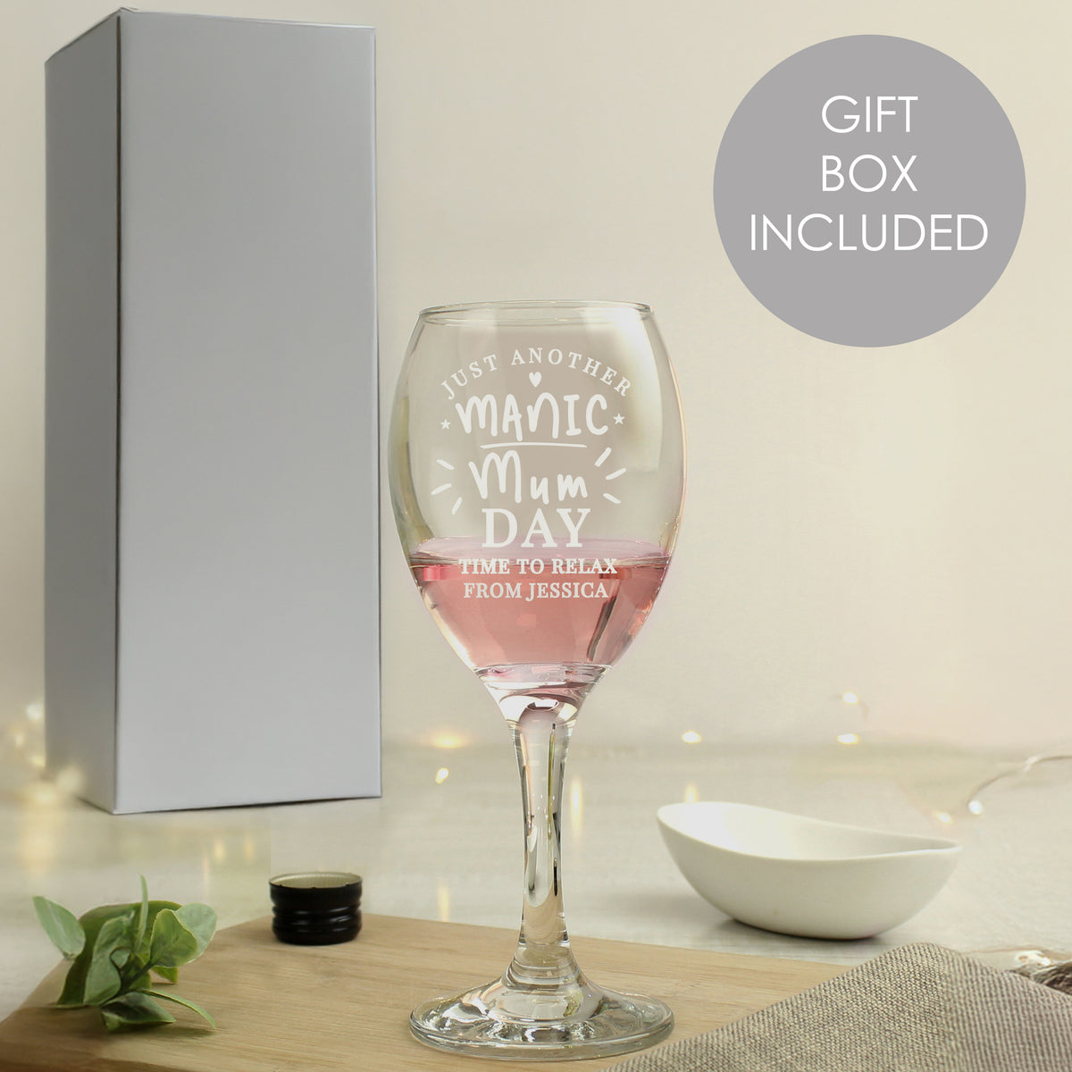 Personalised Manic Mum Day Wine Glass | Christmas Gift