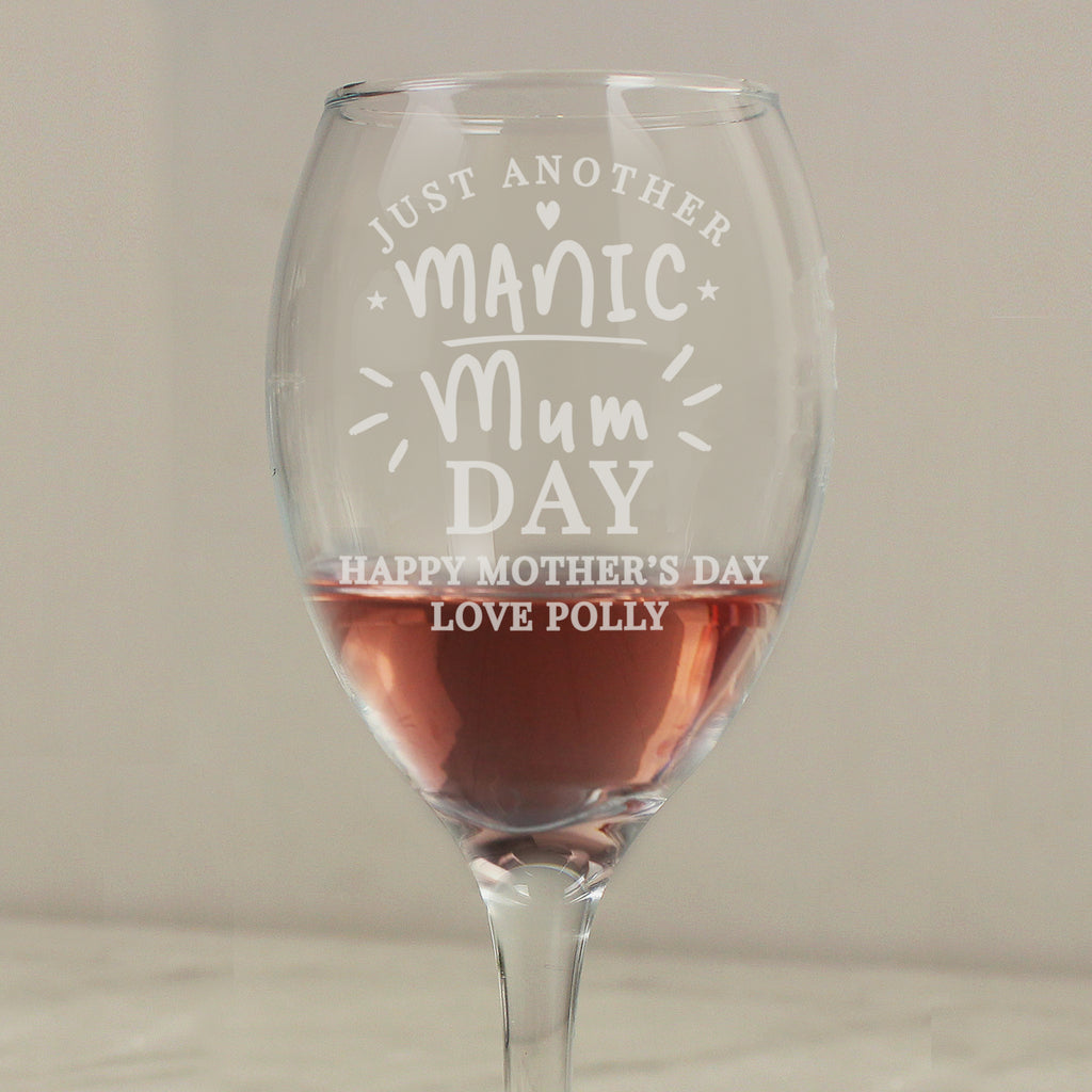 Personalised Manic Mum Day Wine Glass | Christmas Gift