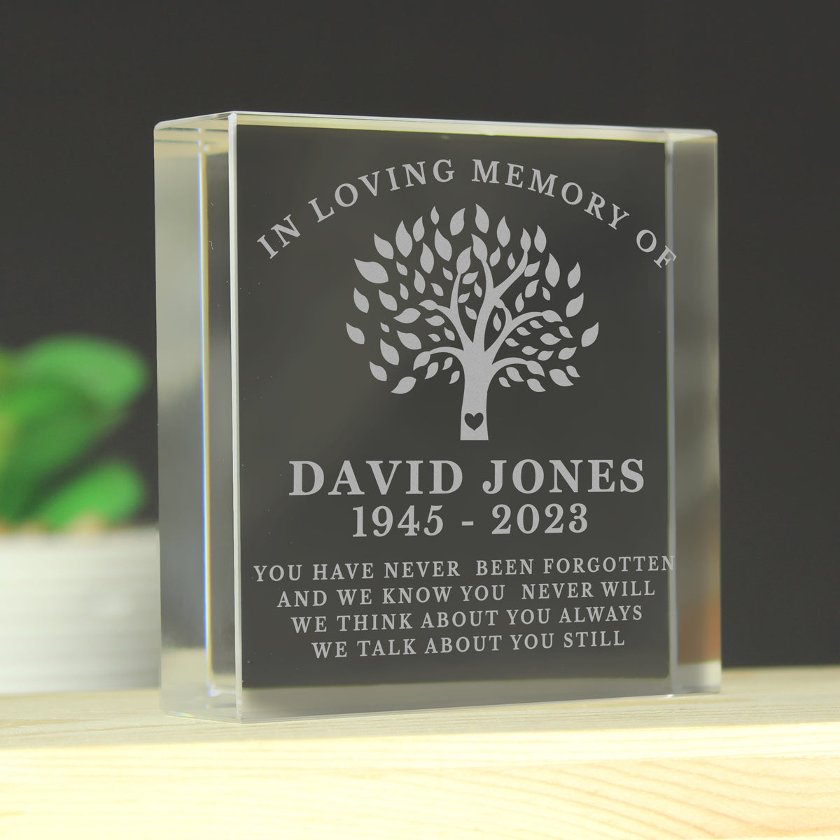 Personalised In Loving Memory Family Tree Crystal Token | Ornaments | Inspired Creative Gifts