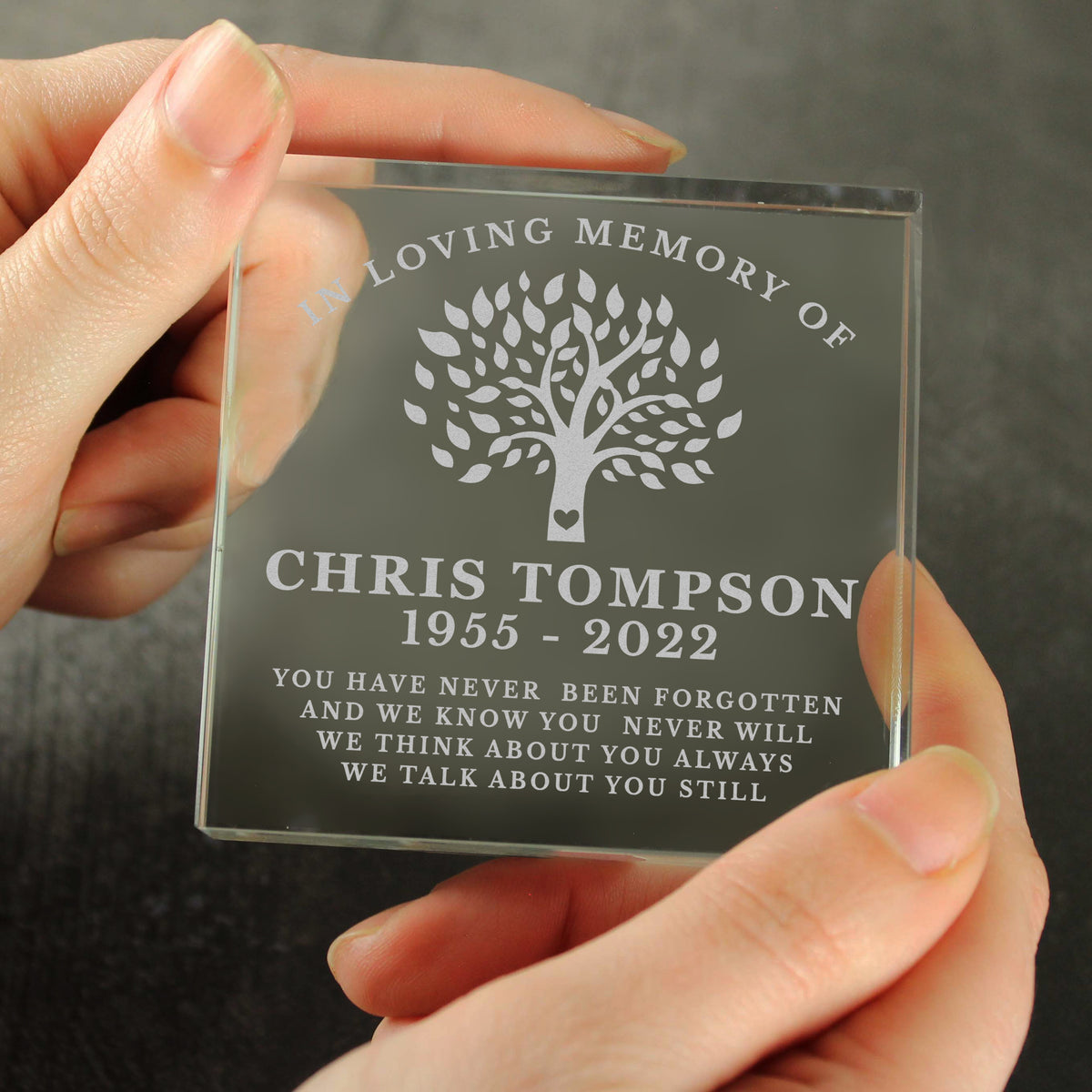 Personalised In Loving Memory Family Tree Crystal Token | Ornaments | Inspired Creative Gifts