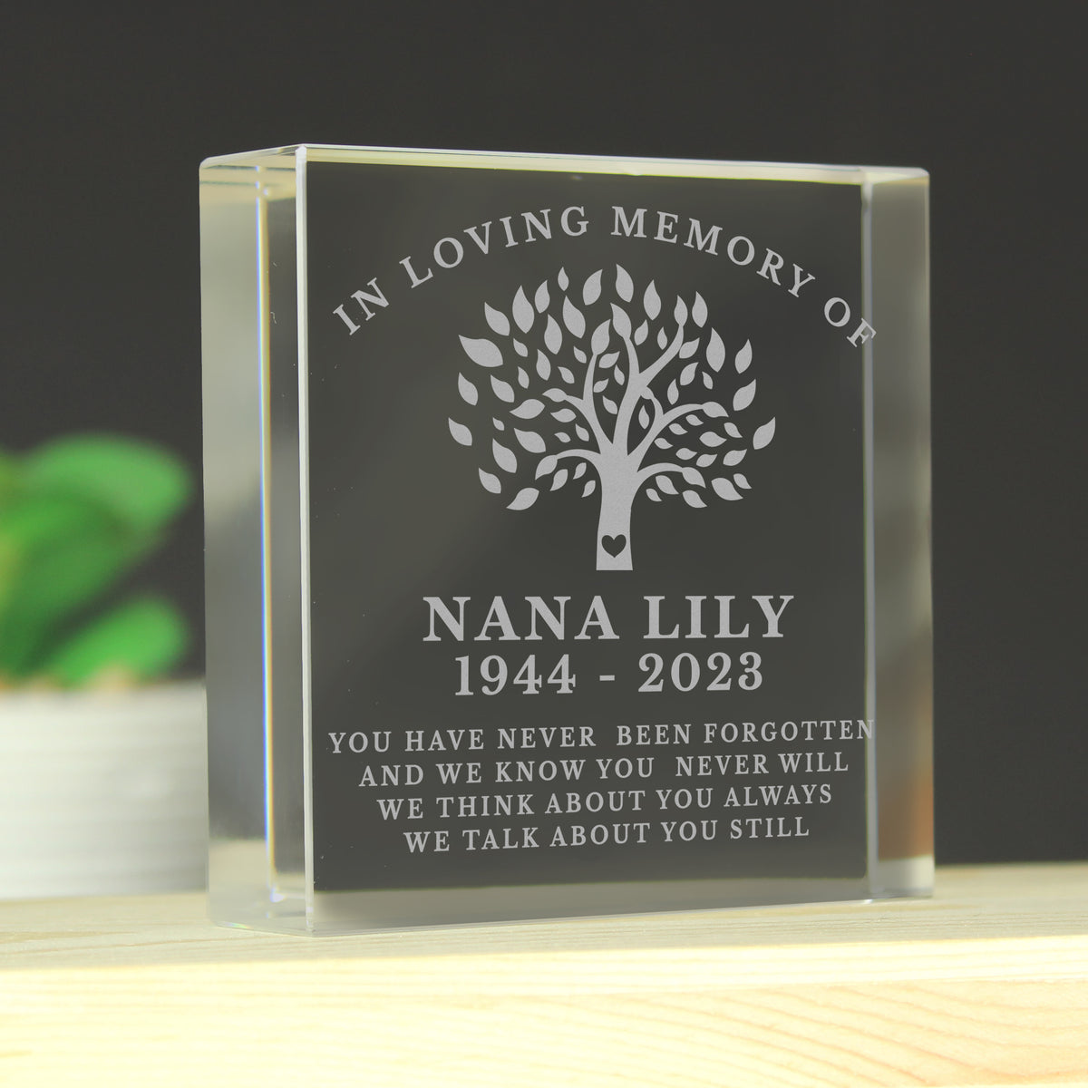 Personalised In Loving Memory Family Tree Crystal Token | Ornaments | Inspired Creative Gifts