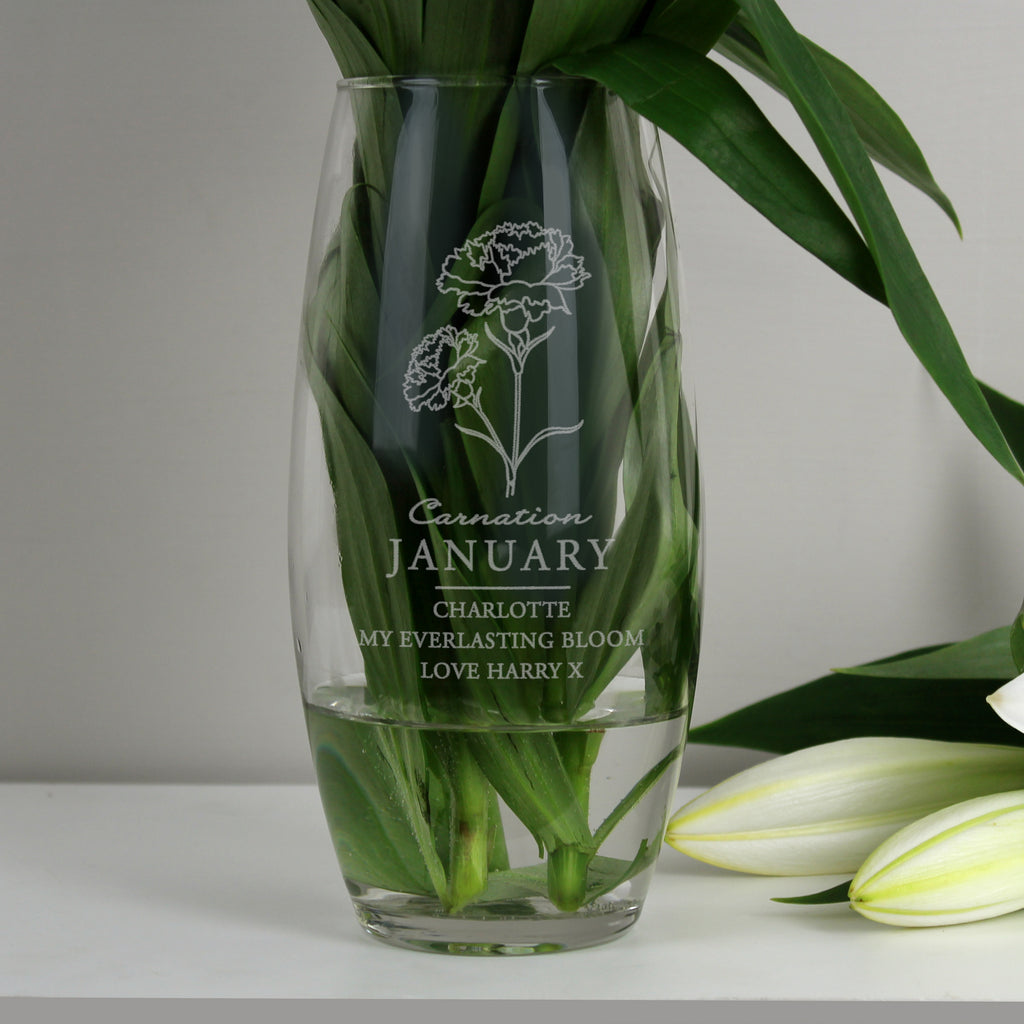 Personalised January Birth Flower Bullet Vase | Vases | Mother's Day Gift