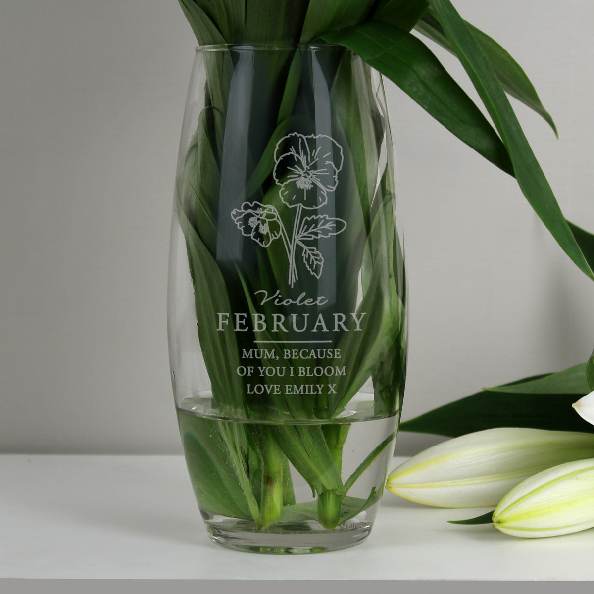 Personalised February Birth Flower Bullet Vase | Gift for Her