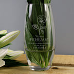 Personalised February Birth Flower Bullet Vase | Gift for Her