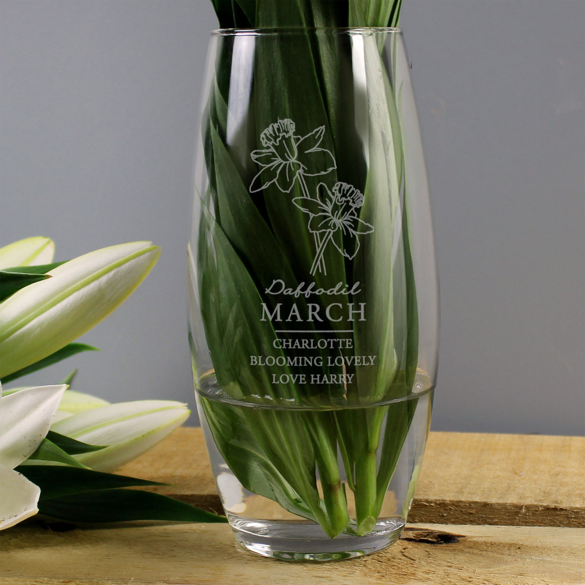 Personalised March Birth Flower Bullet Vase | Vases | Mother's Day Gift