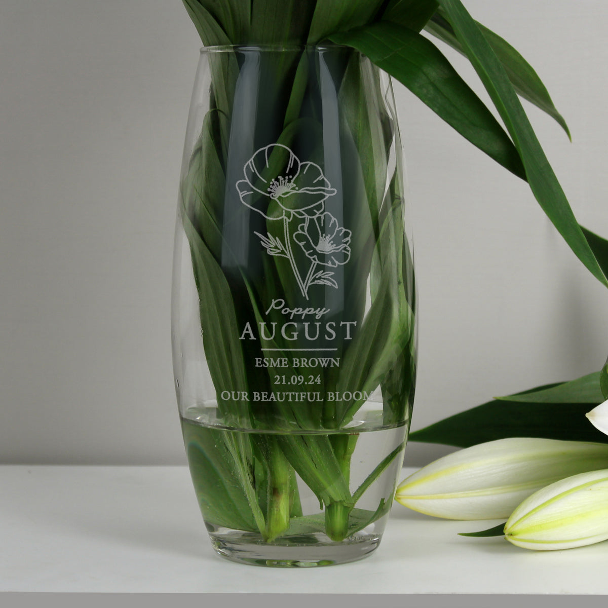 Personalised August Birth Flower Bullet Vase for Mother's Day