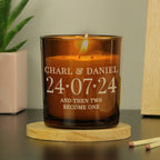 Personalised Special Date Amber Glass Candle | Candles & Reed Diffusers