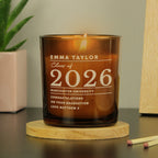 Personalised Graduation Amber Glass Candle | Candles & Reed Diffusers