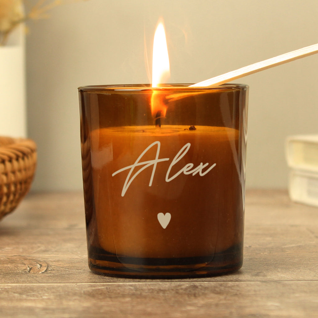 Personalised Amber Glass Candle for Birthday
