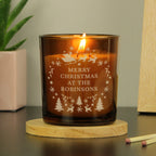 Personalised Engraved Christmas Amber Glass Candle | Candles & Reed Diffusers | Christmas Gift