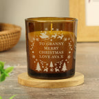 Personalised Engraved Christmas Amber Glass Candle | Candles & Reed Diffusers | Christmas Gift