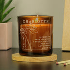 Personalised March Birth Flower Amber Glass Candle | Candles & Reed Diffusers | Inspired Creative Gifts