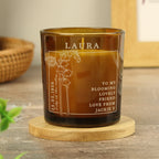 Personalised May Birth Flower Amber Glass Candle | Birthday Gift