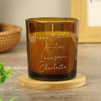 Personalised Engraved Message Amber Glass Candle | Candles & Reed Diffusers | Inspired Creative Gifts