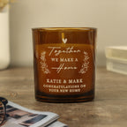 Personalised Engraved Home Amber Glass Candle for New Home