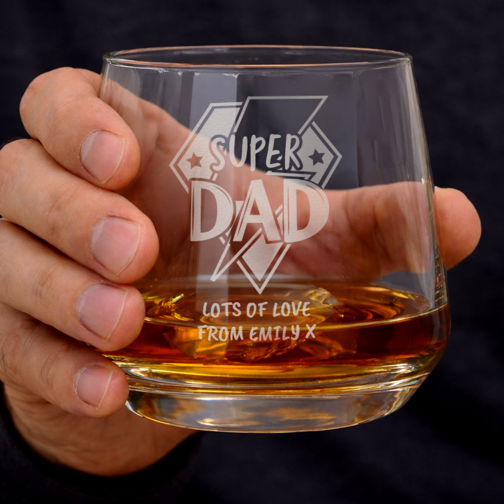 Personalised Super Dad Tumbler Glass | Gift for Him