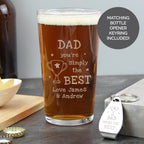 Personalised Simply The Best Pint Glass & Bottle Opener for Father's Day