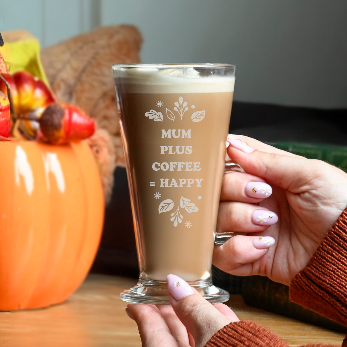Personalised Autumn Latte Glass | Halloween Gift
