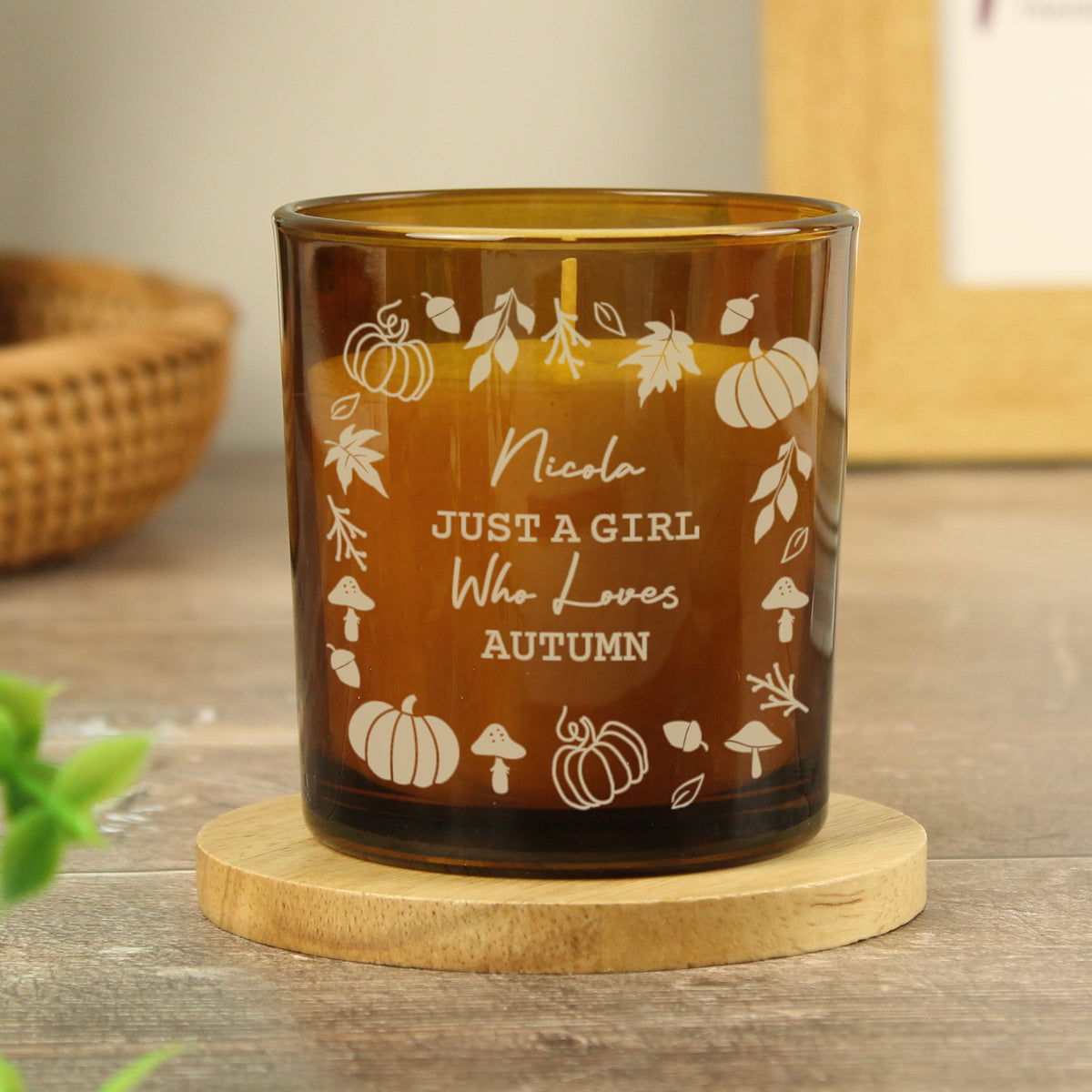 Personalised Pumpkins Amber Glass Candle | Candles & Reed Diffusers | Inspired Creative Gifts