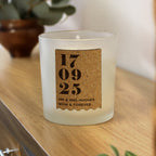 Personalised Anniversary Cork Label Candle Jar for Anniversary